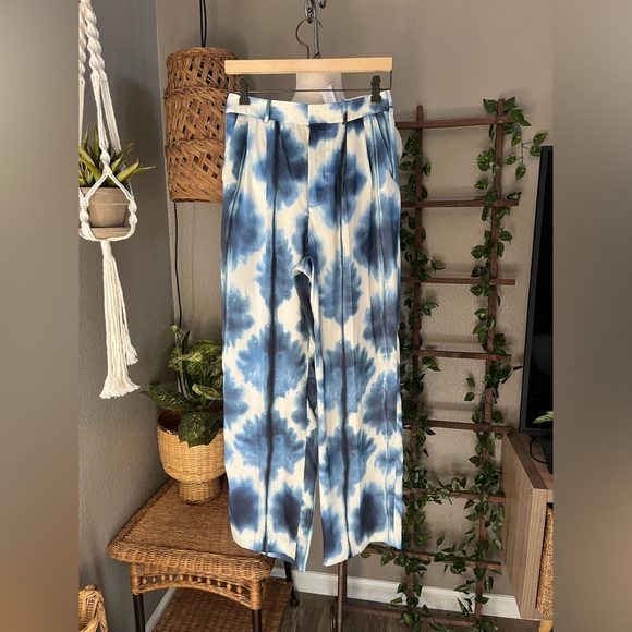 NWT Zara Tie-Dyed Print Wide High Rise Leg Pants Trousers S - Picture 7 of 16
